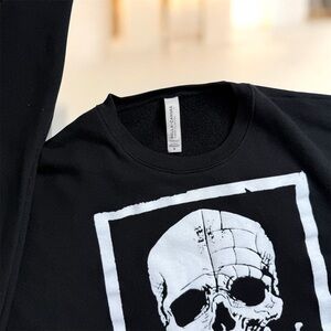Bella Canvas Black and White Skull Long Sleeve Tee